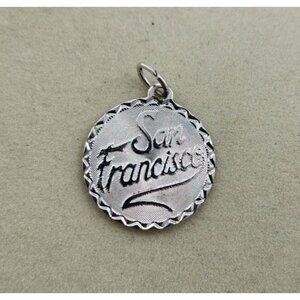 Vtg Crea Sterling Silver "San Francisco" Round Pendant Bracelet/Necklace Charm